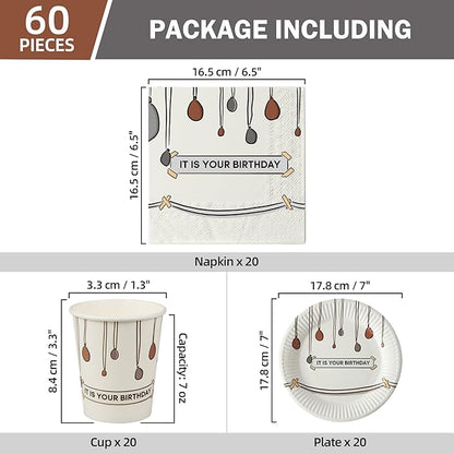 60 PCS It Is Your Birthday Disposable Birthday Party Supplies Set, The Office Merchandise Party Decoration Paper Cups, Plates and Napkins for The Office TV Show Fans Family, Friends and Coworkers