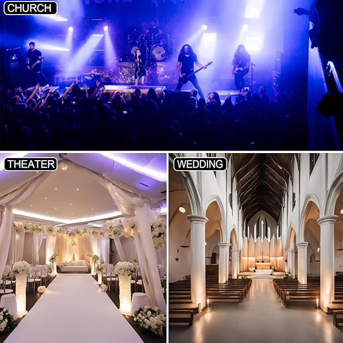 COB Stage Lights, 400W LED Par Light, 3500K~7500K Spotlights LED Blinder Warm&Cold White DMX512 Sound Activated for Church Events Wedding Parties Concert Theater