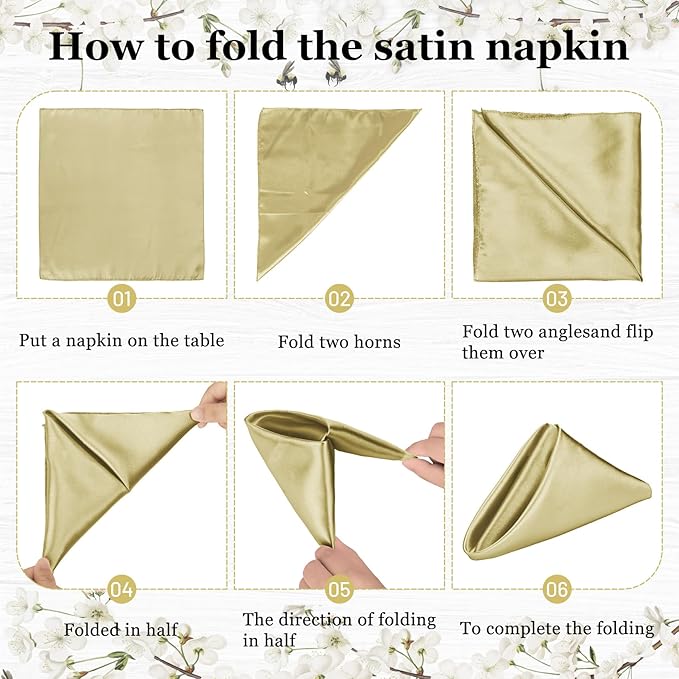 Bailarina 80 Pack Champagne Satin Napkins,17x17 Inches Wedding Napkins Square Soft Silky Table Napkins Bulk Decorative Elegant Cloth Napkin for Party Decoration, Banquet,Wedding,Graduation