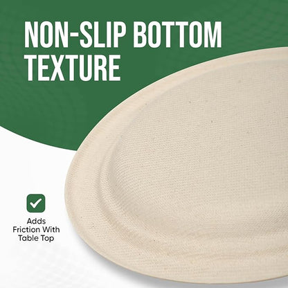 7 Inch Paper Plates 100 Pack - 100% Compostable Disposable Plates, Heavy Duty Dessert Plates, Biodegradable Sugarcane Plates for Party (Microwavable, Oil/Water Proof, Eco-Friendly, Brown)