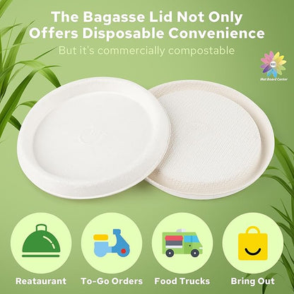 Mat Board Center, 4 oz Bagasse Compostable Cup Lids,Sugarcane Fiber Material, White, 2000-Pack
