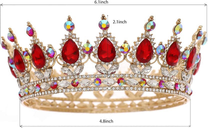 FORSEVEN Queen Crown Rhinestone Wedding Crowns and Tiaras for Women Costume Party Hair Accessories Princess Birthday Crown Crystal Bridal Crown Christmas Decorations Headband