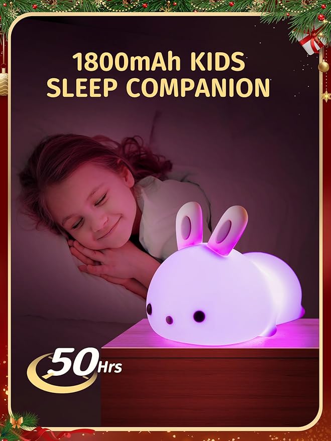 One Fire 【Gifts Package】 Bunny Night Light for Kids Lamp, 16 Colors & Remote Rechargeable Kids Night Lights for Bedroom, Cute Gifts for Girls Gifts for Women