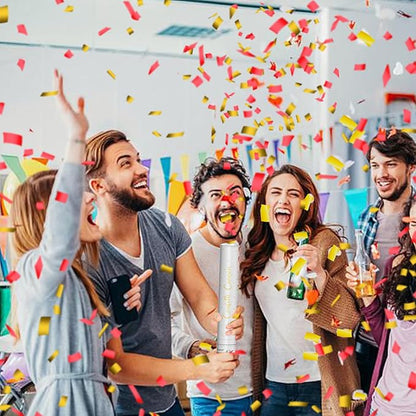 16" Red & Gold Confetti Cannons - Party Poppers for Wedding Birthday Graduation New Year Celebrations - Easy-to-Use - Pack of 4