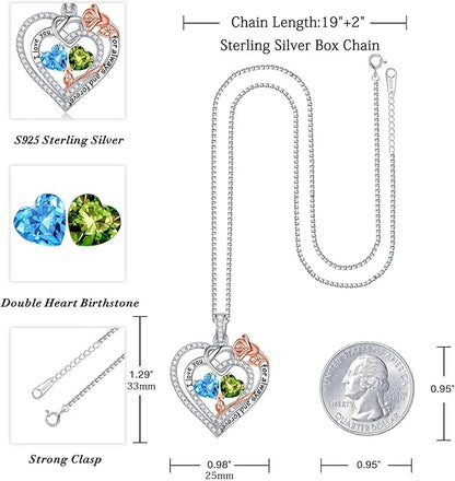 Iefil Christmas Gifts for Wife Women - 925 Sterling Silver Double Birthstone Necklace, Anniversary Birthday Gifts for Women, Jewelry Gift for Wife Girlfriend Mom Her