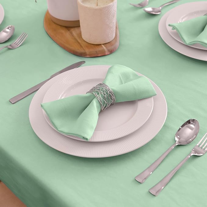 Encasa XO Mint Green Cloth Napkins Set of 6, 17"x17" | Solid Color Cotton Dinner Napkins | Washable & Reusable Napkins for Dining Table Fall Decoration, Holiday & Christmas Festivals
