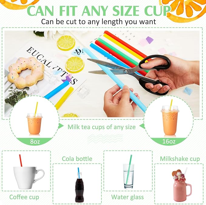 Tessco for you 600 Pcs 6 Inch Jumbo Smoothie Straws Bulk Large Plastic Disposable Bubble Tea Straws Wide-Mouthed Individually Wrapped for Tall Homemade Milkshakes Drinking(Bright Color)