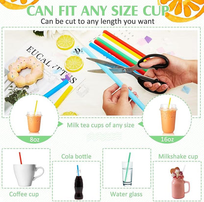 Tessco for you 600 Pcs 6 Inch Jumbo Smoothie Straws Bulk Large Plastic Disposable Bubble Tea Straws Wide-Mouthed Individually Wrapped for Tall Homemade Milkshakes Drinking(Bright Color)