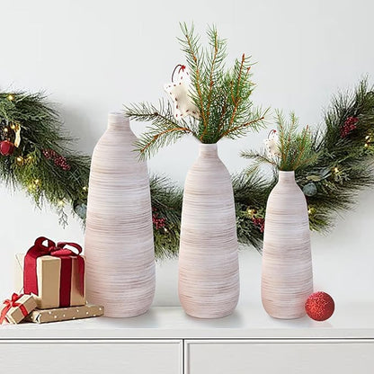 ALMA 18 inch Extra Tall Floor Vase for Home Decor, Large Earthy Vessel for Tall Pampas Grass & Dried Flowers, Cream Beige Ceramic Vase for Centerpieces, Living Room, Entryway Mantel, Bookshelf