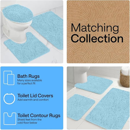 GORILLA GRIP Bathroom Rug Sets, Soft Chenille 2 Piece Area Rugs Set, Toilet Base Mat and 30x20 Carpet, Absorbent Microfiber Washable Mats Dry Quickly, Home Décor and Bath Room Accessories, Sky