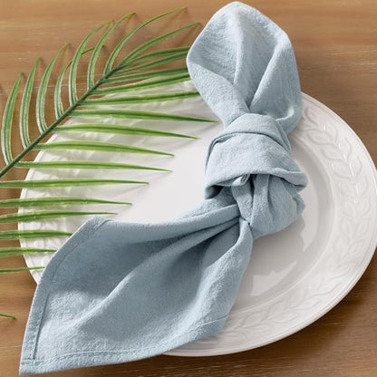 Socomi Cloth Napkins Grey Blue Fall Thanksgiving Washable Reusable Bulk Linen Cotton Napkins Set of 4 17"x17" for Wedding Party Bridal Baby Shower Birthday Dining Table Decorations