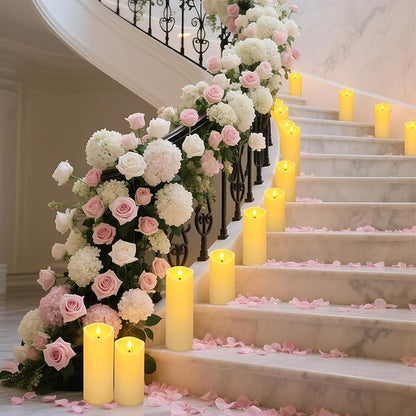 24 Packs of flameless LED Pillar Candles with Remote Control timers and Flashing Battery Operation for Halloween, Christmas and Wedding Home Decoration