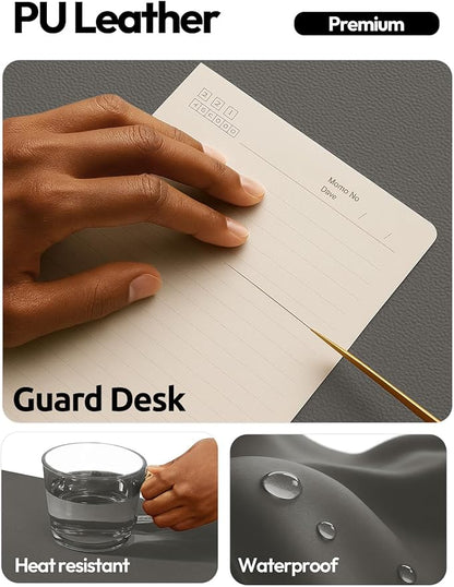 YSAGi Leather Desk Protector, Office Mat, Large Mouse Mat, Non-Slip PU Leather Blotter, Laptop Pad, Waterproof Writing Pad for Office and Home (Dark Grey, 31.5" x 15.8")