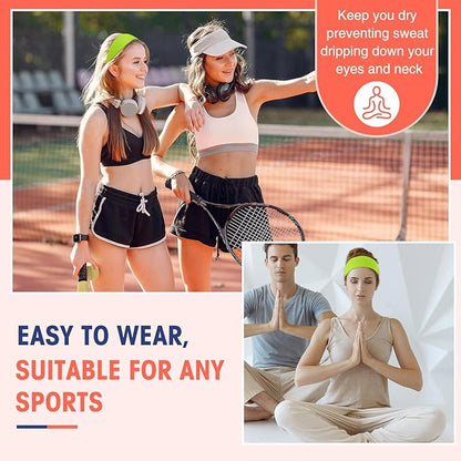 Hotop 20 Pcs Sport Stretchy Headbands for Girls Women Non Slip Soft Fabric Elastic Headband Bulk for Yoga DIY Team Gifts