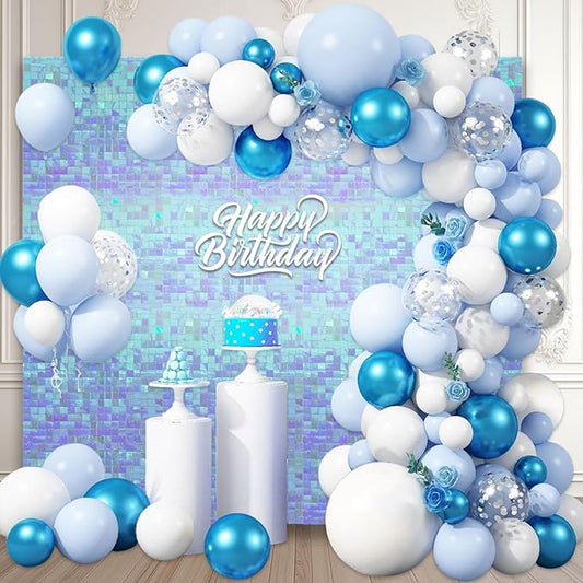 12PCS Colorful Ice Blue Shimmer Wall Backdrop, Square Sequin Photo Backdrops Panel, Glitter Wall Background for Birthdays, Weddings, Christmas, Engagements, Disco Bachelorette Party Decor (3FTx4FT)