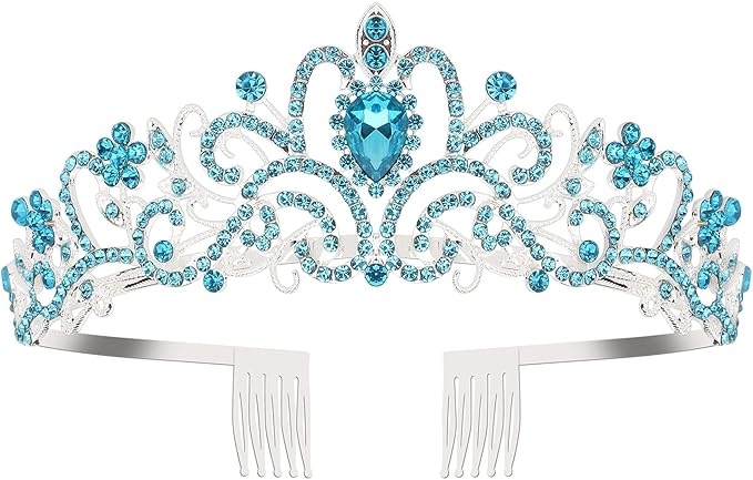 COCIDE Blue Tiara Crowns Crystal Headband Princess Rhinestone Crown with Combs Bride Headbands Bridal Wedding Prom Birthday Party Hair Accessories Jewelry for Women and Girls