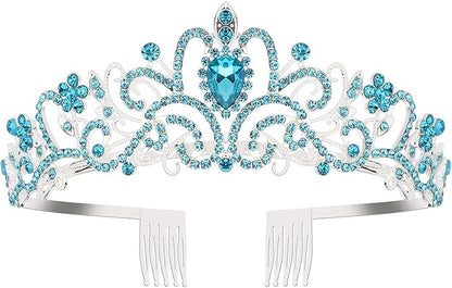 COCIDE Blue Tiara Crowns Crystal Headband Princess Rhinestone Crown with Combs Bride Headbands Bridal Wedding Prom Birthday Party Hair Accessories Jewelry for Women and Girls