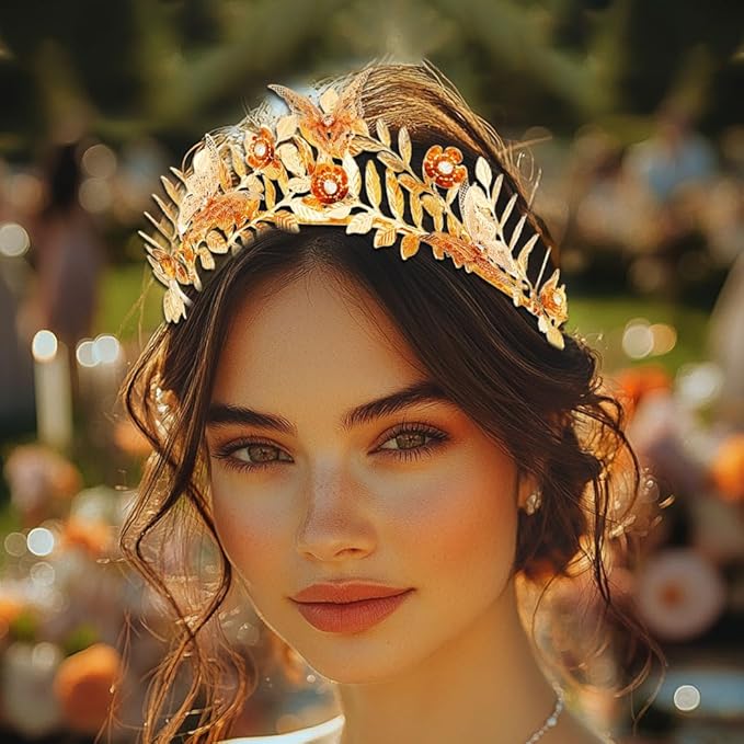 JONKY Greek Goddess Crown Gold Butterfly Headpiece Bridal Headband for Women