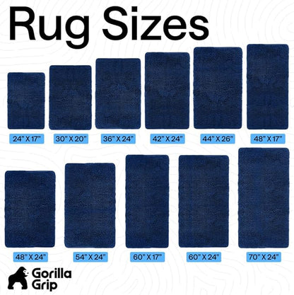 GORILLA GRIP Bath Rug Mat 44x26, Soft Absorbent Chenille, Quick Dry Microfiber Mats, Rubber Backing Washable Shower Floor Rugs, Bathmat Runner, US Designed Bathroom Home Decor Accessories Royal Blue