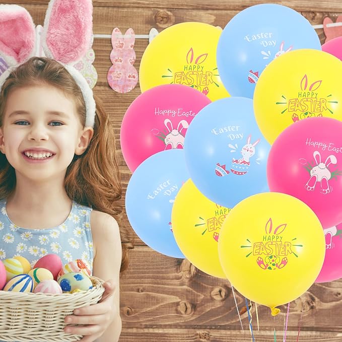 VICASKY 30Pcs Easter Party Balloons Bright Colored Latex Decor for Bunny Egg Themes Birthday Shower Holiday Celebration Photo Background
