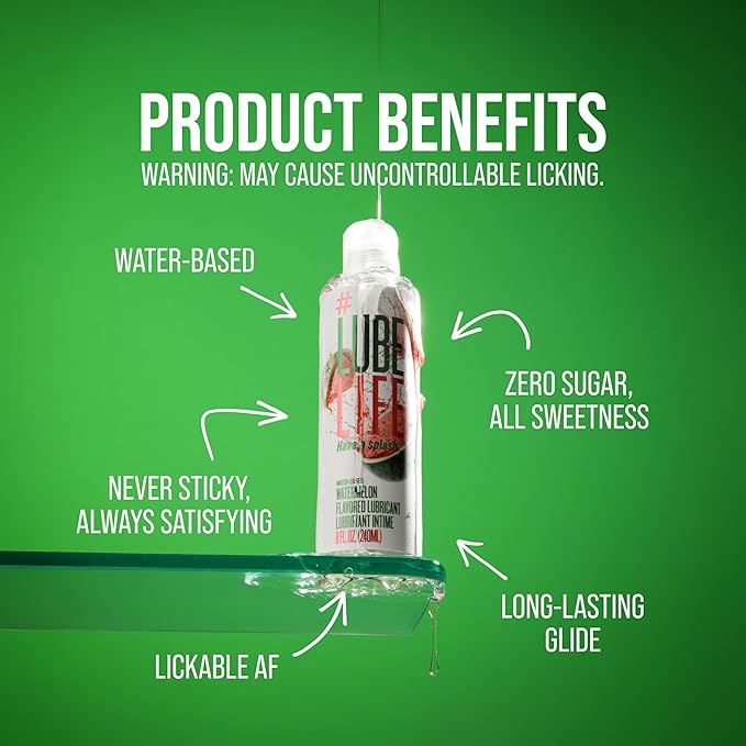 LubeLife Water-Based Watermelon Flavored Lubricant, Personal Lube for Men, Women and Couples, Made Without Added Sugar, 8 Fl Oz
