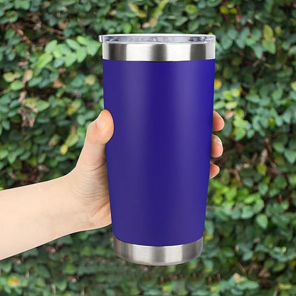 20oz Stainless Steel Tumbler with Lid, Travel Mug - Double Wall Vacuum Powder Coated Cup - Dark Blue, 1 Pack