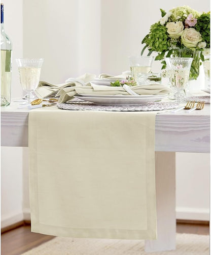 Solino Home Linen Table Runner 90 Inches Long - 100% Pure Linen Birch Table Runner 14 x 90 Inch for Fall, Autumn - Fete