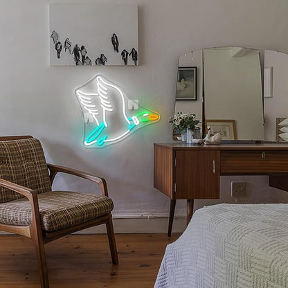 Lucunstar Goose Neon Sign Animal Neon Signs for Wall Decor White LED Light for Party Decorations USB Connectivity Adjustable Brightness Light Sign for Home Wall Bedroom Decor Goose Birthday Decor