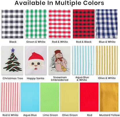Christmas Cloth Napkins Dining Table Dinner Napkins|Washable Cotton Napkins Easter Basket Decor|Happy Santa Face Embroidered 18x18 in White Pk of 6 Cocktail Party Napkins