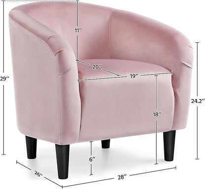 Yaheetech Barrel Chairs, Furry Accent Chairs with Soft Padded Armrest for Living Room Bedroom Waiting Room Office, Set of 2, Pink