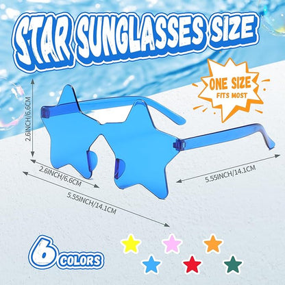 12/26/36 Pairs Rimless Star Shaped Sunglasses Transparent Glasses Bulk Fun Sunglasses for Party Favors