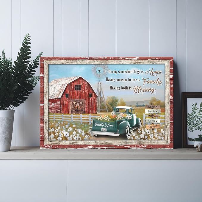 Dem Canvas Personalized Family Canvas, Personalized Signs With Names Canvas, Farm Wall Art Personalized Photo Gifts For Family Street Sign
