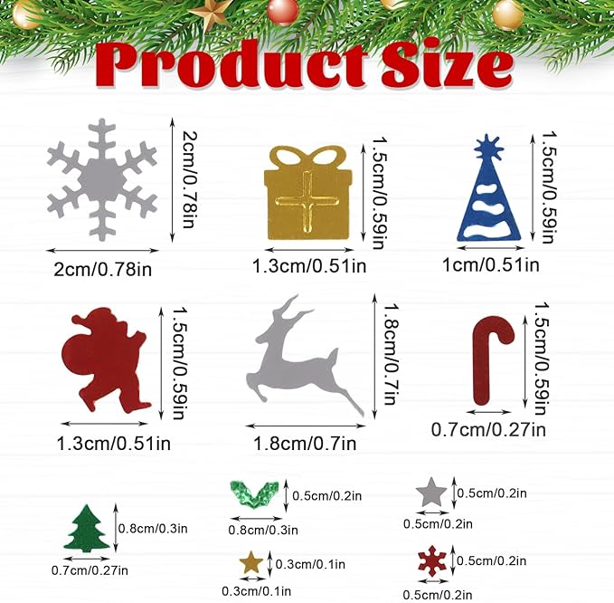 CCINEE Christmas Glitter Confetti Metallic Foil Table Scatters Confetti Snowflake Santa Elk Hat Gift Box Glitter Sequins for Christmas Decorations Party Supplies, 180g