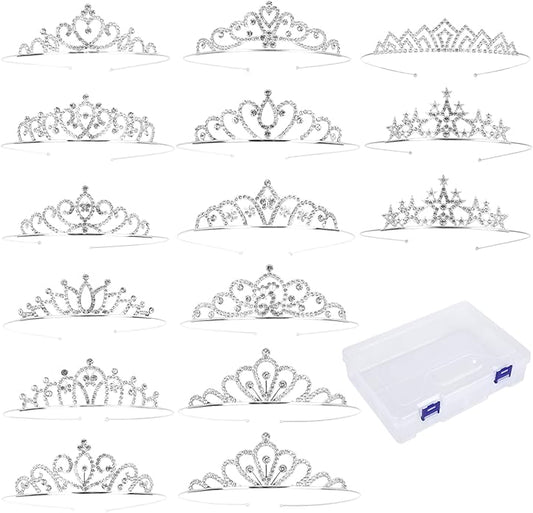 15 Pcs Tiaras Crowns Headbands for Girls Women,Small Tiara Bulk Silver Tiaras Crown Princess Rapunzel Crowns for Wedding Birthday Crystal Tiara for Prom, Bride, Pageant, Halloween