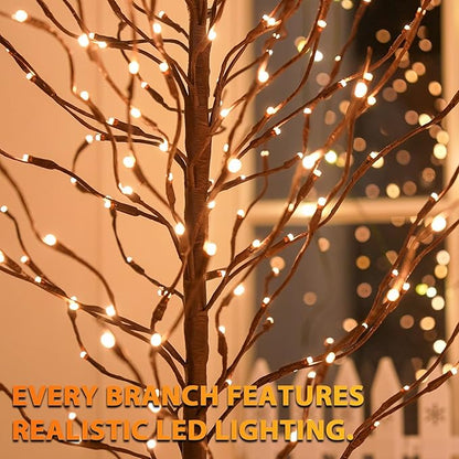 Star Light Trees, 6ft Lighted Branches with Warm White Fairy Lights, Indoor Outdoor Christmas & Wedding Decor (Brown Branch Star Trees)