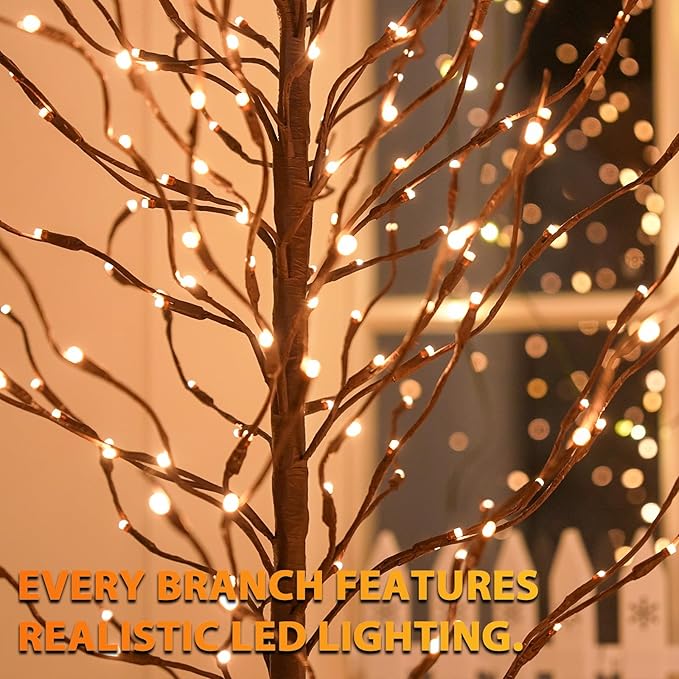 Star Light Trees, 3ft Lighted Branches with Warm White Fairy Lights, Indoor Outdoor Christmas & Wedding Decor (Brown Branch Star Trees)