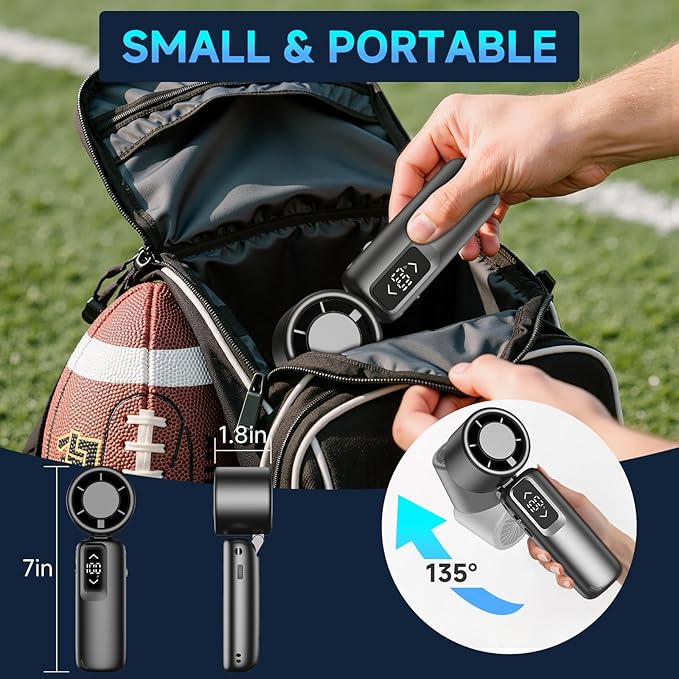 Portable Handheld Turbo Fan, 1-100 Gear Wind, Battery Operated, Up to 23 Working Hours, 3 IN 1 Personal Fan with Air Turbo Tech, Cooling Essentials for Indoor/Outdoor