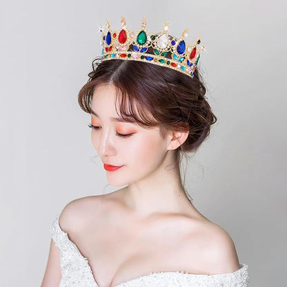 Queen Crown Rhinestone Wedding Crowns and Tiaras for Women Costume Party Hair Accessories Princess Birthday Crown Crystal BridalCrown