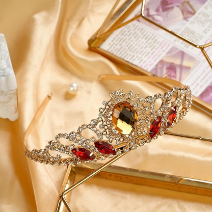 Princess Dress Up Accessories Tiara Crown Sparkle Gold Crown for Birthday Christmas Halloween Cosplay