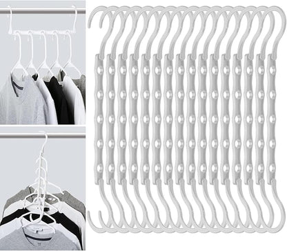 Mr. Pen- Space Saving Hangers for Clothes, 16 pcs, White, Plastic Multi Clothes Hangers Space Saving, 5 Slots, 360° Rotating Hooks