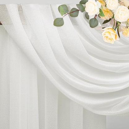 Wokceer Wedding Arch Draping Fabric 6 Panels 28.7" x 20FT Ivory Drapes Sheer Fabric Backdrop Arch Draping for Wedding Ceremony Birthday Party Bridal Shower Decoration