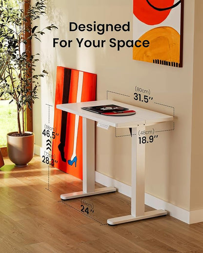 ErGear Height Adjustable Electric Standing Desk, 32 x 19 Inches Sit Stand up Desk, Memory Computer Home Office Desk, White