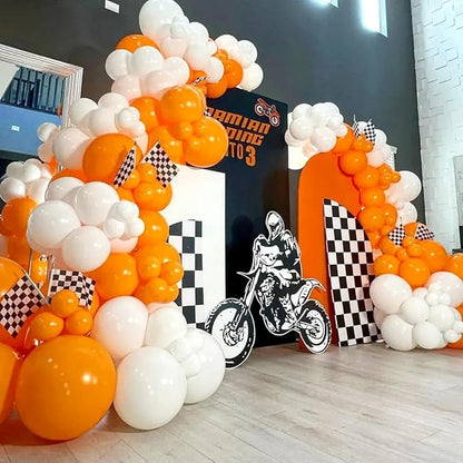 Orange and White Balloons Arch Kit, 162pcs Orange White Metallic Gold and Confetti Balloons for Fall Thanksgiving Baby Shower Halloween Anniversary Birthday Party Decorations
