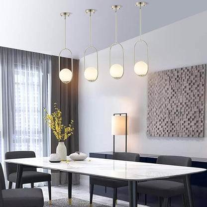 Modern Globe Pendant Light Brushed Nickel Chandelier 1-Light Mid Century Ceiling Hanging Lighting Fixture White Globe Glass Shades for Kitchen Island Dining Room Bedroom