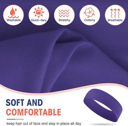 Hotop 20 Pcs Sport Stretchy Headbands for Girls Women Non Slip Soft Fabric Elastic Headband Bulk for Yoga DIY Team Gifts