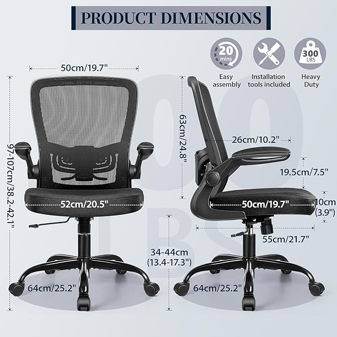 FelixKing Office Chair, Ergonomic Desk Chair with Adjustable Height and Lumbar Support Swivel Lumbar Support Desk Computer Chair with Flip up Armrests for Conference Room (Black),Pack of 10
