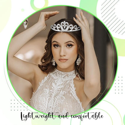 15 PCS Princess Crown for Women,Silver Crystal Tiara Crown,Rhinestone Princess Crowns Headband,Crystal Queen Tiaras,for Birthday Wedding Prom Bridal Party Pageant Halloween Christmas Costume