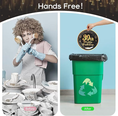 96pcs 30th Birthday Party Disposable Tableware Set for Men Women Black and Gold Paper Plates for 24 Guest Party Supplies （Include plates，cups and napkins）