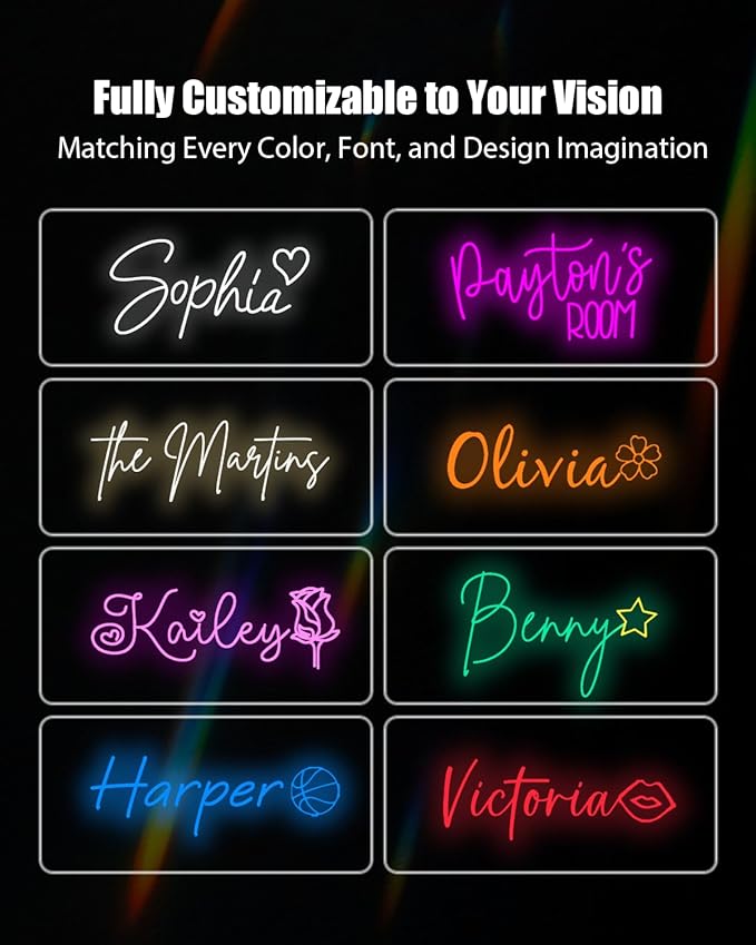 Custom Led Neon Signs - Neon Sign Customizable for Wall Decor | Personalized Neon Sign for Wedding, Led Neon Lights Light Up Sign for Family Bar Birthday Party Gift Business Shop Name Logo