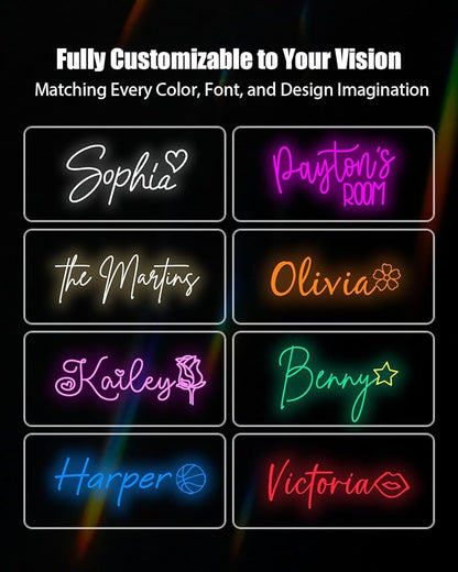 Custom Neon Signs - Neon Sign Customizable for Wall Decor | Personalized Neon Sign for Wedding Bar Bedroom Birthday Party Gift Business Shop Name Logo Led Neon Lights Sign